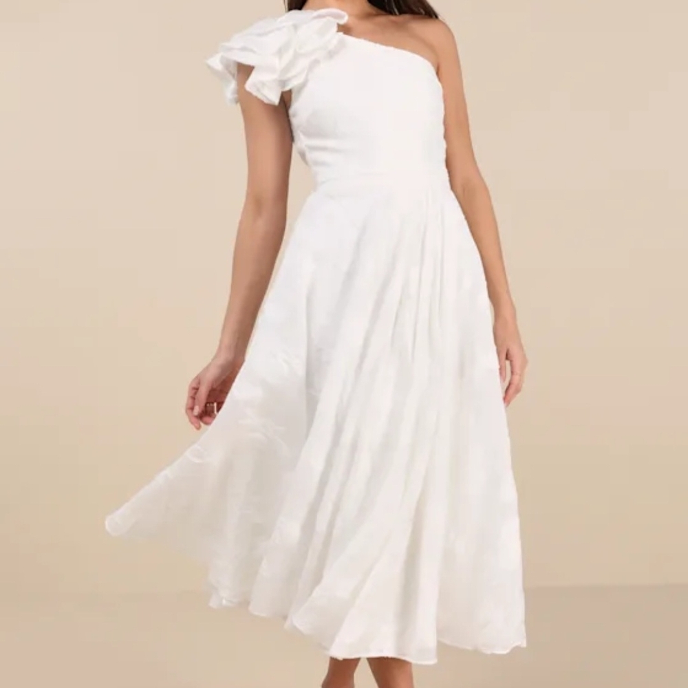 Lulu's Chic White One-Shoulder Dress